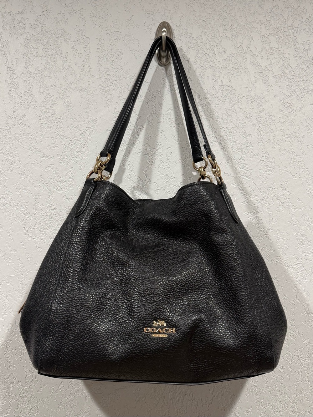 Coach Black Pebbled Leather Shoulder Tote